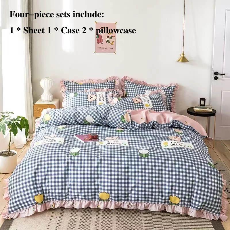 Lenzuola a quattro pezzi da letto erano infilate in un set di maniche 1,8 metri 2 metri letto stile Qingxianjie biancheria da letto per la casa