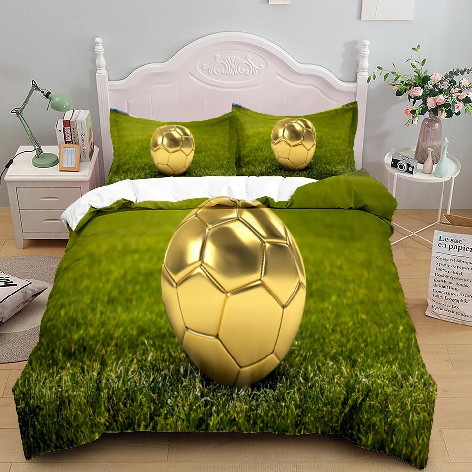 Football Duvet Cover Collection 3D Soccer Printed Boys Teens Bedding Collection Sports Theme Double Queen King Size 23Pcs Comforter Cover