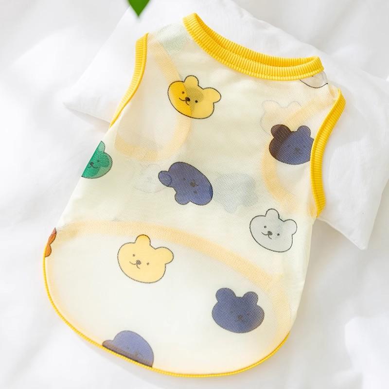 Summer Thin Breathable Golden Retriever Big Dog Vest Dog Cute Colored Small Animal Printed Mesh Pet Dog Clothes