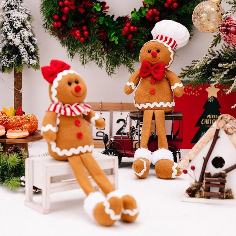 Gingerbreads Man Ornament with Dangling Legs Handmade Window Display Adorment Christmas Tree and Home Decoration