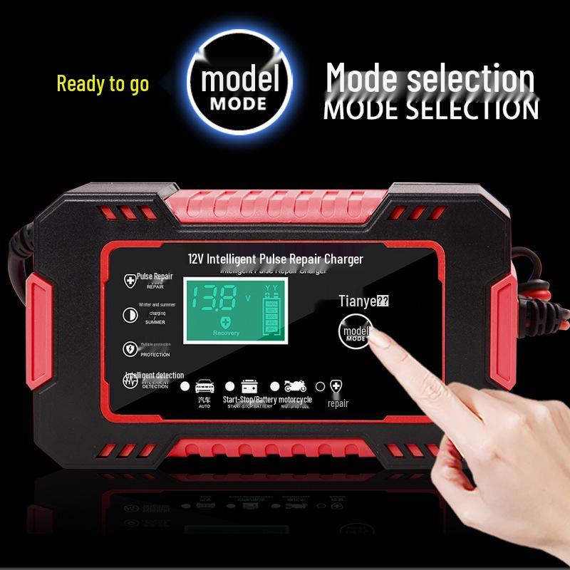 Intelligent 12V Car & Motorcycle Battery Charger with Pulse Repair for Lead-Acid Batteries