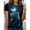Summer Fashion Women's  T Shirt  kawaii Animal Stylish Printed Casual Short Sleeve Crew Neck Tees Round Neck Regular Tops