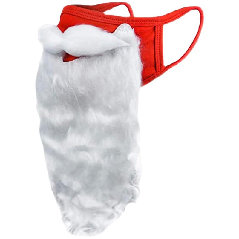 Women's Santa Hat with White Beard and Face Mask for Christmas Costume