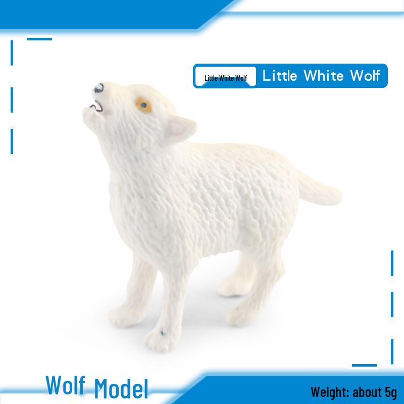 Kuaer White Wolf & Pup Model: Arctic & Roaring Forest Animal Ornament
