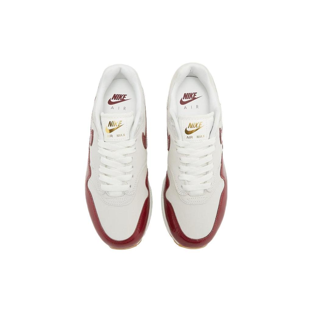 Nike Air Max 1 LX Team Red Croc Women Sneakers Cream Sail Gum-Light-Brown FJ3169-100