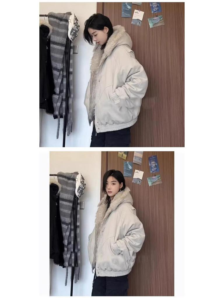 Herrvinter Retro Vittygöring Bomullsjacka med Pälskrage Huva