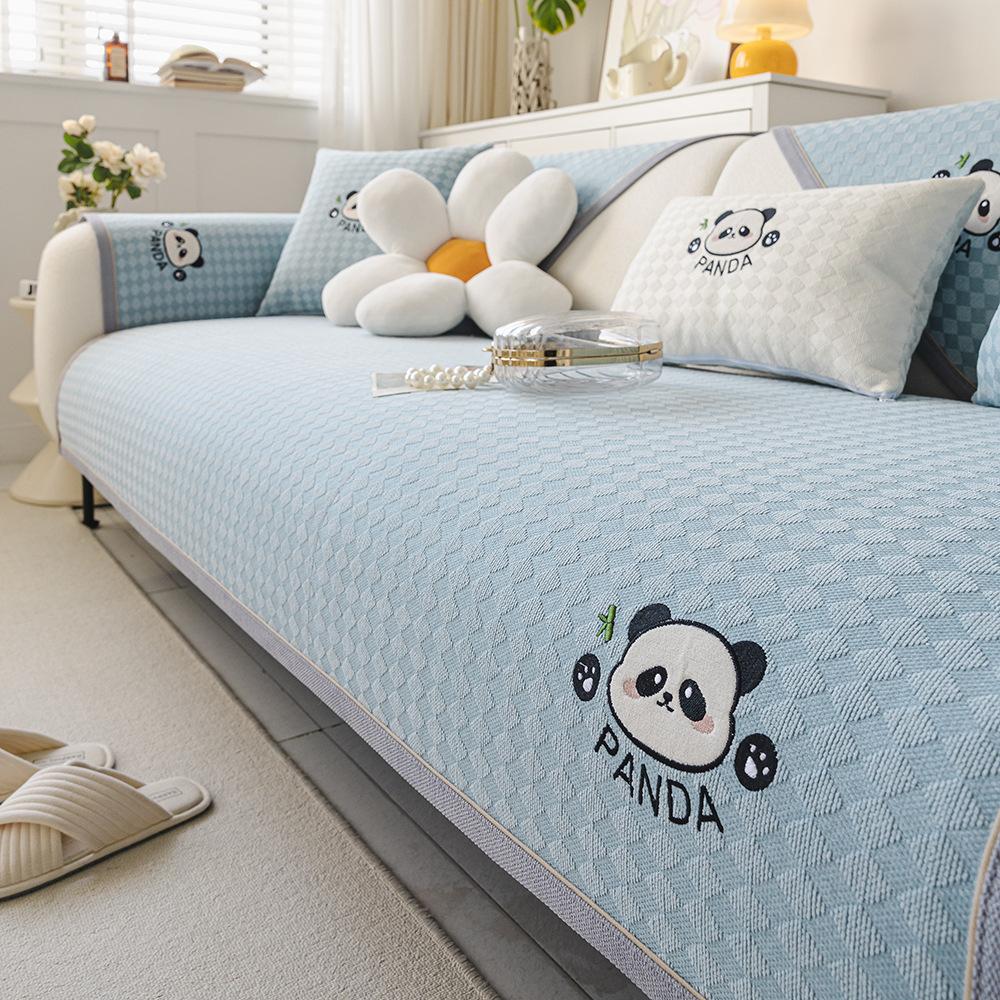 Panda  New Chenille Sofa Cushion Four Seasons Universal Cartoon Seat Cushion Fixed Non-Slip Sofa Cover Cover Cloth