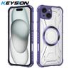 KEYSION Transparent Magnetic Case for MagSafe for iPhone 15 Pro Max 14 Plus Silicone+PC Shockproof Phone Cover for iPhone 13 Pro Max