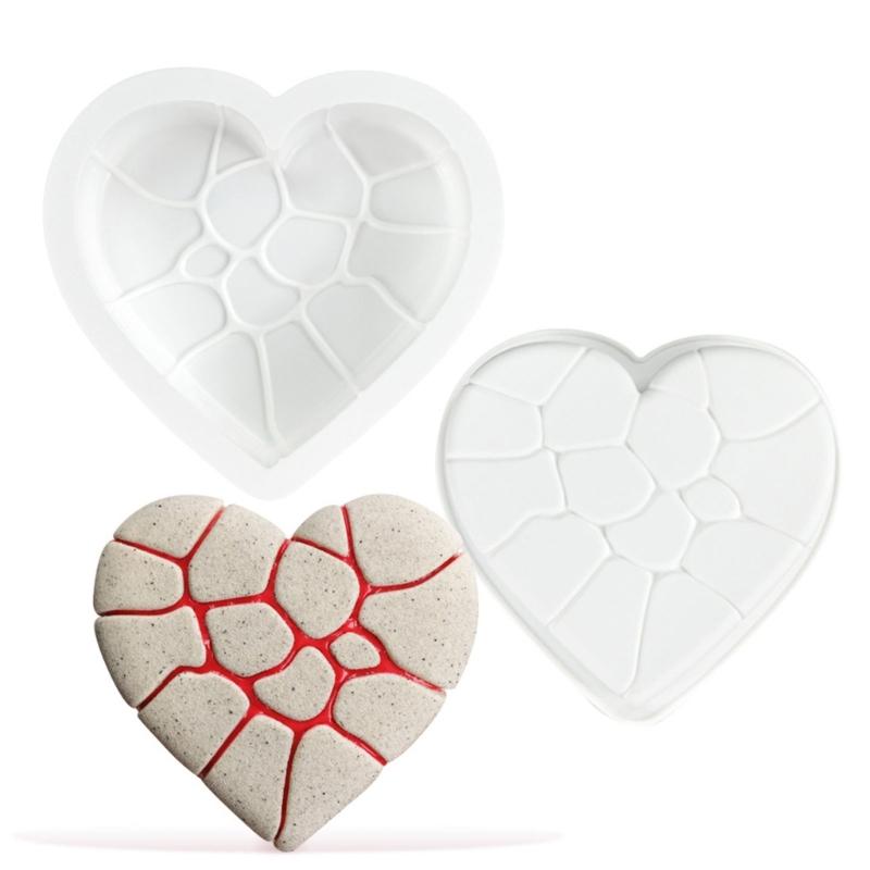 Crack Heart Silicone Molds Nonstick Mousses Cake Molds Cake Decorating Tool for Truffles Cheesecakes Easily to Clean