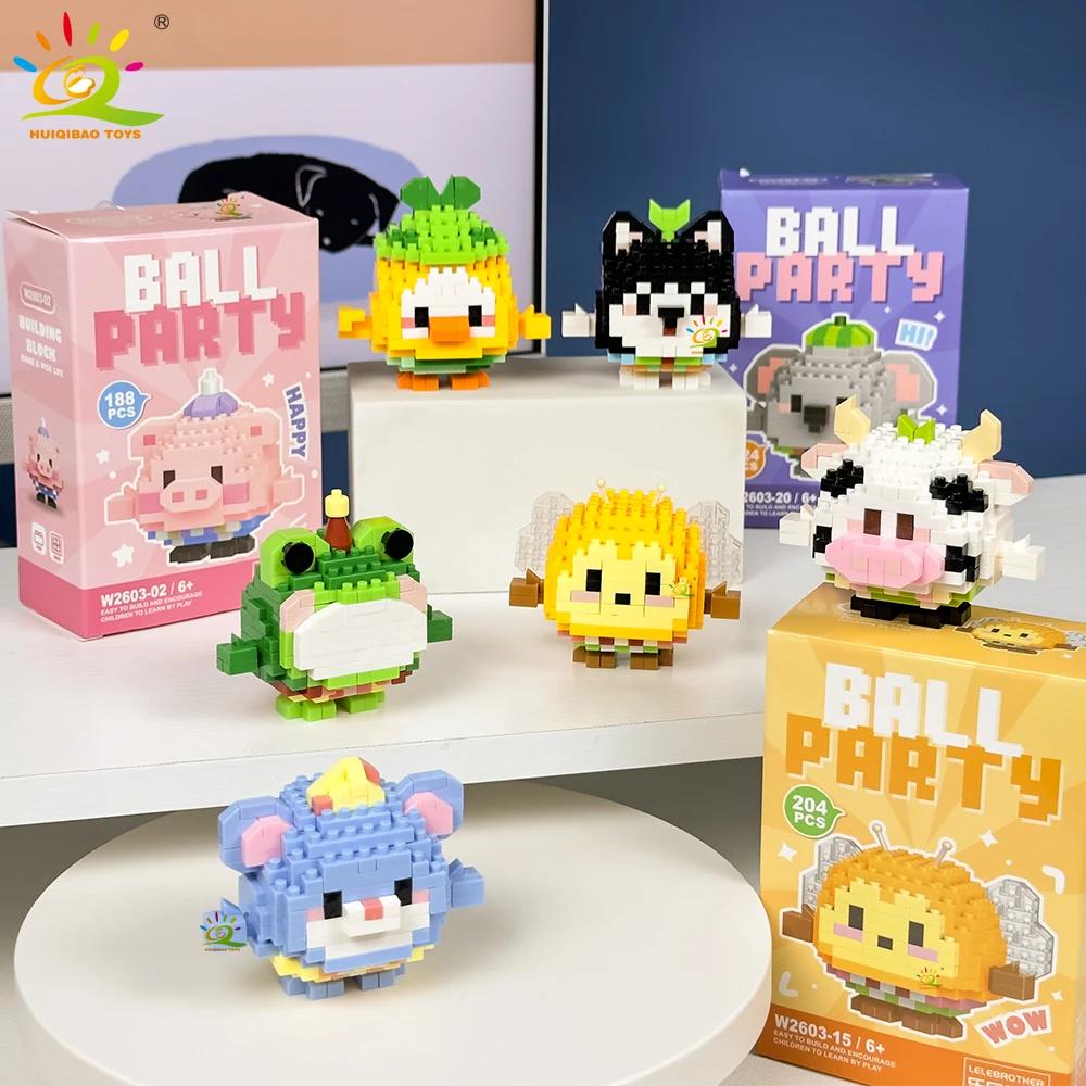 HUIQIBAO MOC Tier Mikro-Baustein Mini Niedlich 3D Diamant Modellstein DIY Stadtbau Spielzeug für Kinder Schreibtischdekoration