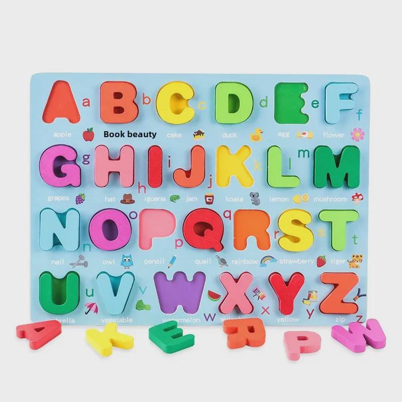 3D Holzbuchstaben- und Formerkennungs-Puzzle für die frühkindliche Bildung