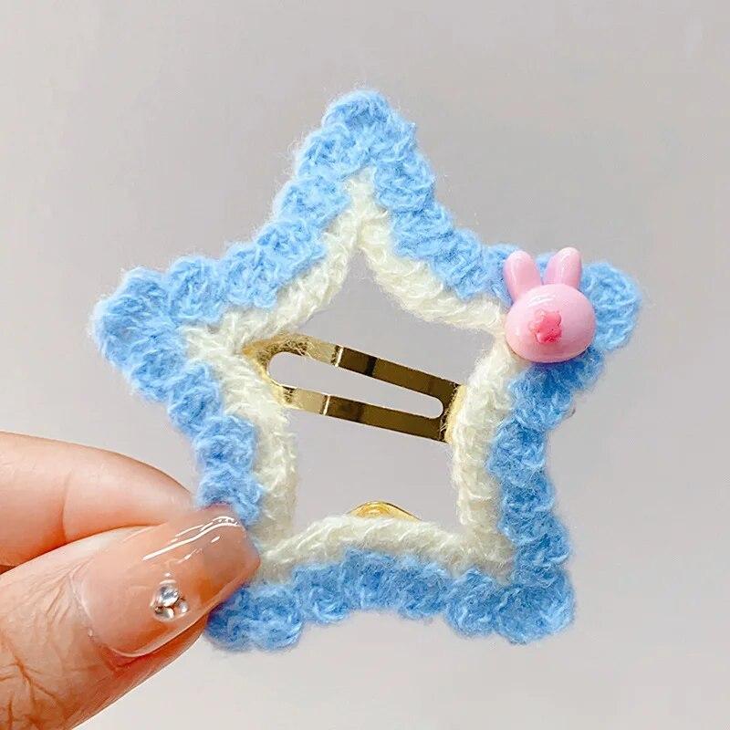 

Новые детские заколки для волос с милыми мультяшными облаками и звездами, модные вязаные заколки для волос, детские заколки для волос, детские аксессуары для волос, головные уборы