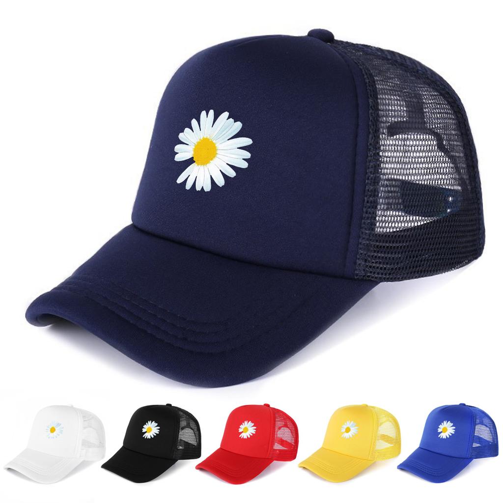 Daisy Printed Baseball Cap Adjustable Mesh Cap Sporting Trendy Slouchy Hip Hop Sports Hat for Gifts Golf Cycling Outdoor