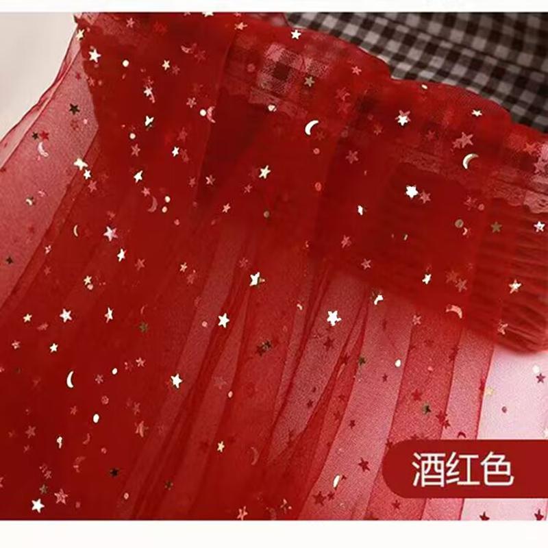 Glitter Tulle Mesh Fabric Gold Sequins Sheer Star Gauze Party Dress Material Nail Pography Background Bridal Wedding Shoulder