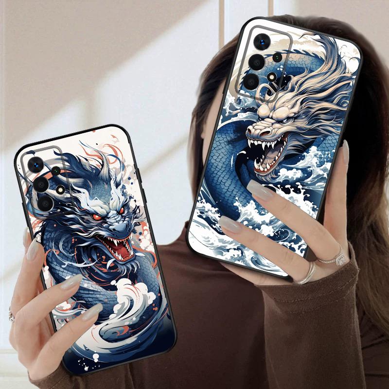 Sea White Dragon For Samsung A03 Core A 04 05 06 12 14 15 16 22 23 Galaxy A25 26 4G 34 35 52 53 56 71 73 90 5G Soft Phone Case
