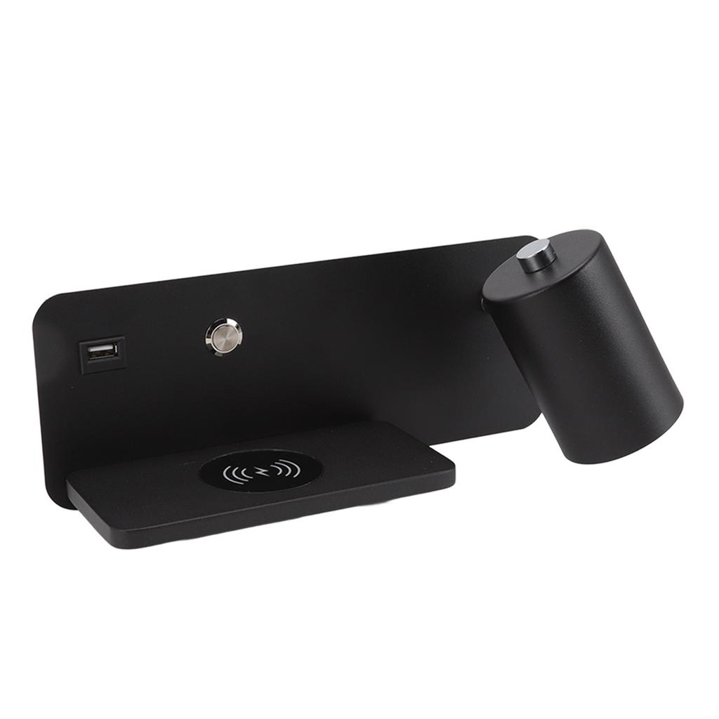 LED Wall Light USB Interface Wireless Charging LED Wall Lamp for Living Room Bedroom 85?265V Black