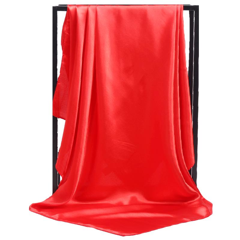 Vysoce kvalitní čtvercový hedvábný šátek 90*90 cm Dámské jednobarevné šály a šátky Kancelářská dáma Vlasy Krk Foulard Indie Muslimský šátek na hlavu Pareo
