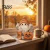 Halloween Party Supplies Wooden Ghost Ornament with Pumpkin Pattern, Double Sided Desktop Decoration, Spooky Tiered Tray Decor Decor, Wood Tabletop