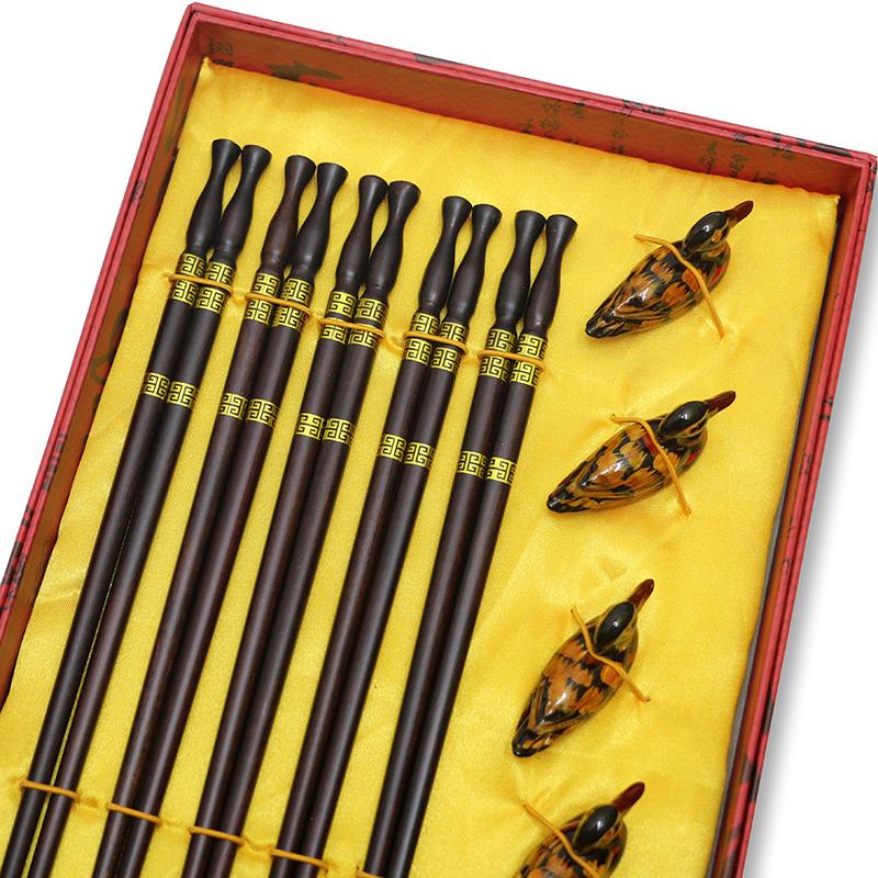Gift Box Chopsticks Peking Opera Facial Makeup Wooden Carving Craft Korean Chopsticks Set Japanese Sushi Chop Sticks Wood Ducks