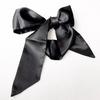 Women Narrow short Scarf Solid Color Chiffon Silk Rubber Black Bag Ribbon Headbands Choker Streamer Lady Accessories