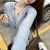 Short Twist Hooded Zipper Knitted Cardigan Women's Slim-fit Sweater Jacket