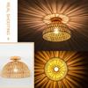 Boho Light Fixtures Ceiling Rattan Lights Boho Chandelier Flush Mount Ceiling Light for Hallway Foyer Entrance Bedroom Kitchen
