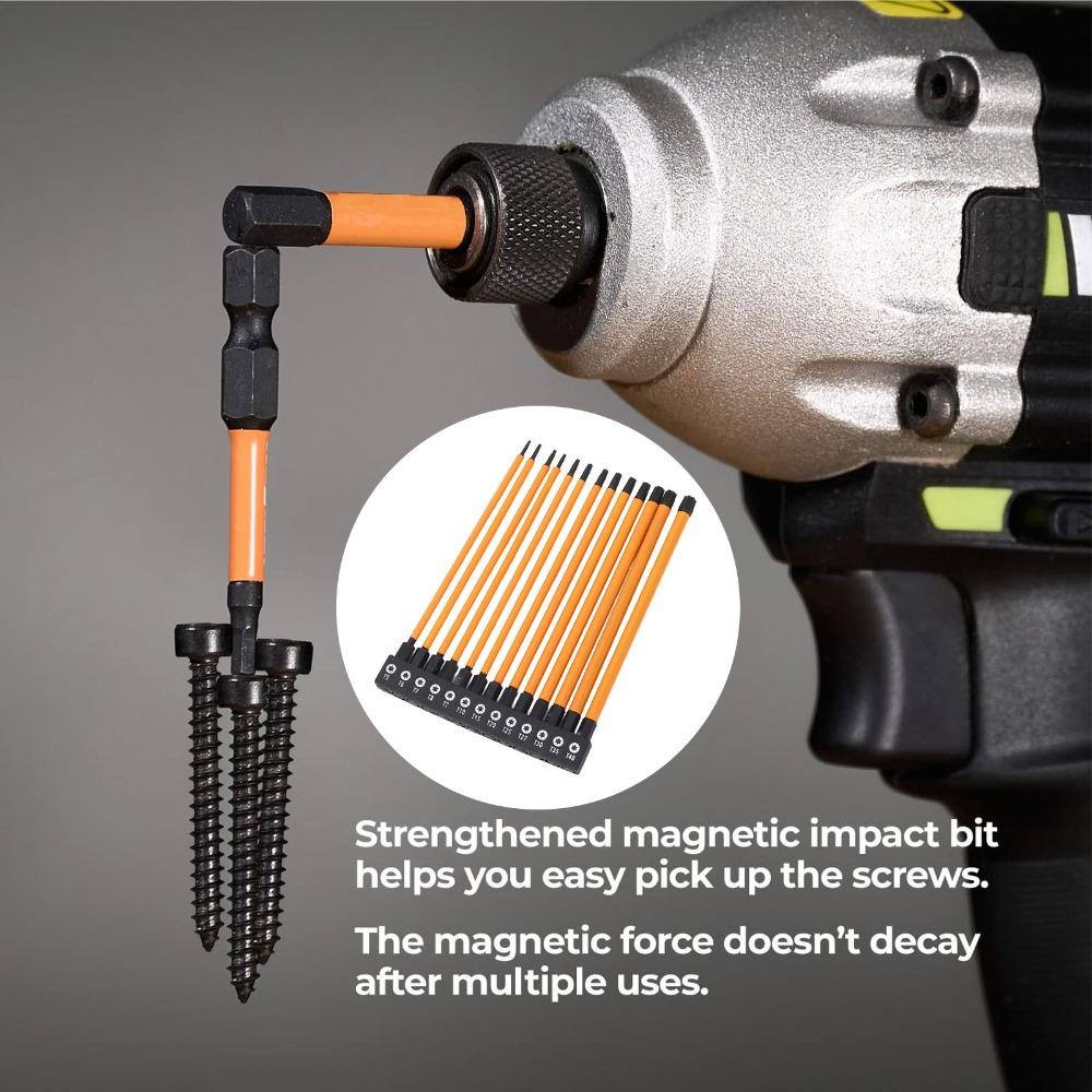 13pcs Magnetic Head Impact Driver Bit Set S2 Alloy Steel Hex Shank Bit Set Power Tool Accessories