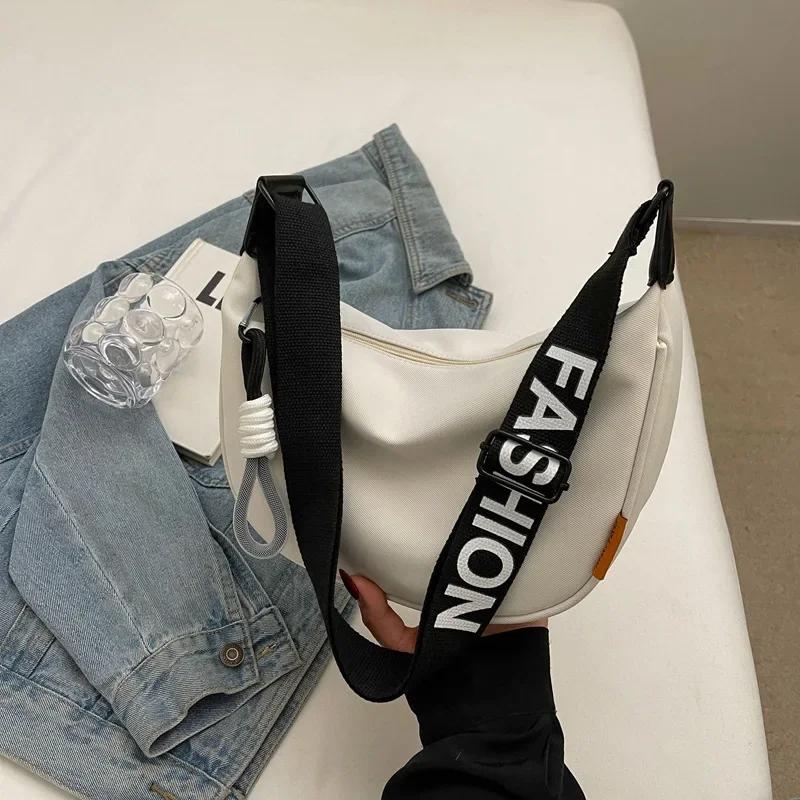2026 New Fashion Crossbody Bag Simple Wide Shoulder Strap Design Single Shoulder Bag Original Style Commuting Dumpling Women Bag