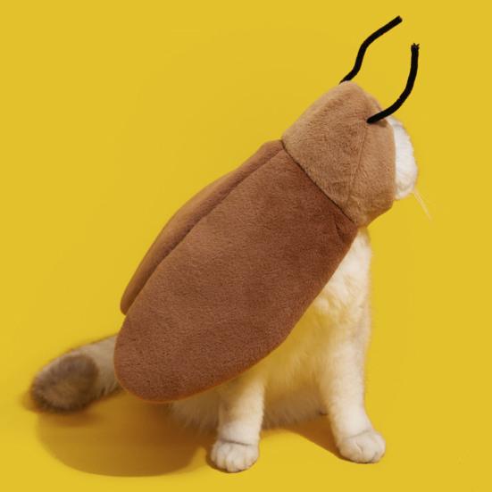 Cat Cockroach Cape Warm Velvet Cockroach Apparel with Antennae Pet Cosplay Accessory for Small And Medium Pets