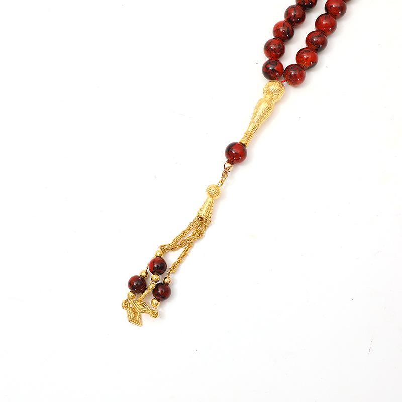 Złoty Chwost Hanadama Wielostylowy Szklany Różaniec Muzułmańskie Koraliki Modlitewne Tasbih