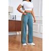 Patchwork Design Wide-Leg Jeans for Women 2026 New Slim-Fit Slimming Color-Block Long Pants