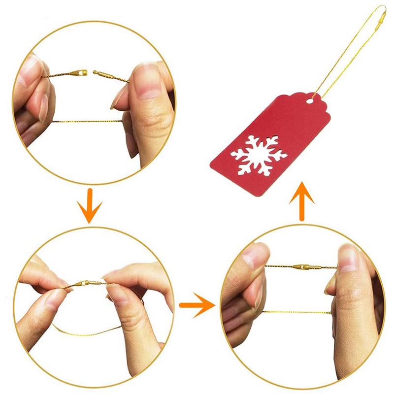 20cm Bullet Head Gold & Silver Thread Christmas Ornament Hanging Ropes, 100 pcs