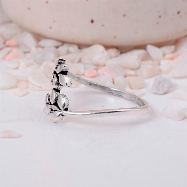 Adjustable Silver Leaf Ring | Dainty Botanical Wrap Brass Jewelry | Nature Inspired Gift for Her