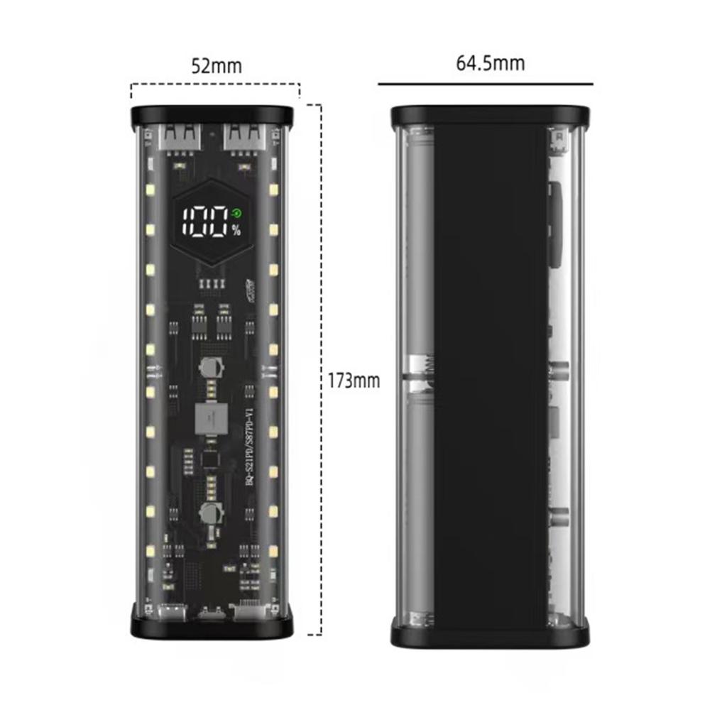 Clear View 21700 Battery Enclosure 8 Slots Capacity PD3.0 Fast Charging Power Battery Case Box Only