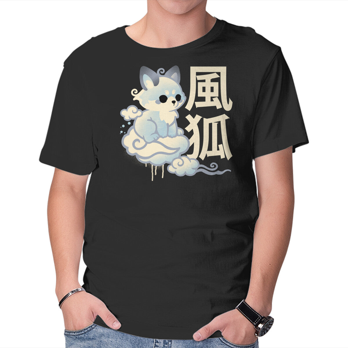 Unisex Crew Neck T-Shirt Air Kitsune Graphic Short Sleeve Casual Tee XL