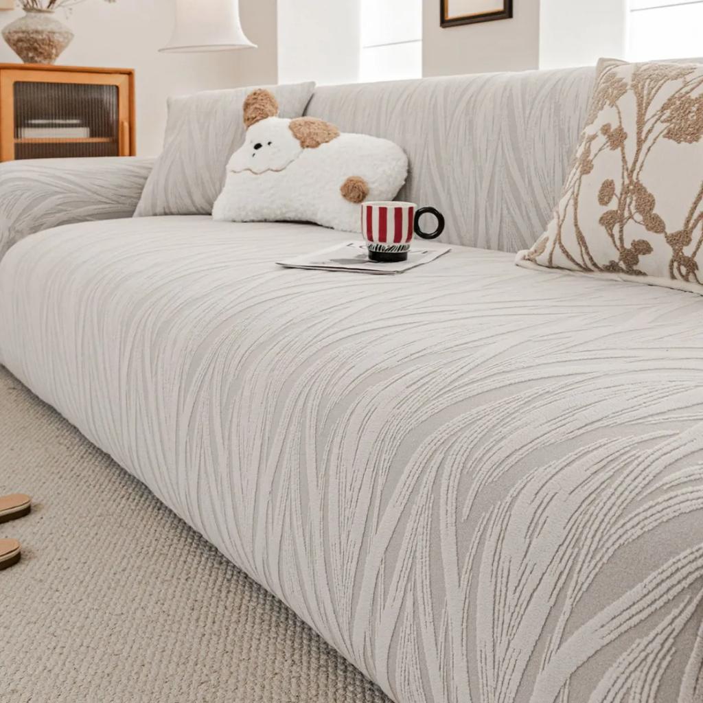 Geometric Pattern Stretch Sofa Cover,Thickened Solid Color Jacquard All-in-one Protective Cover,Elegant and Comfortable Design