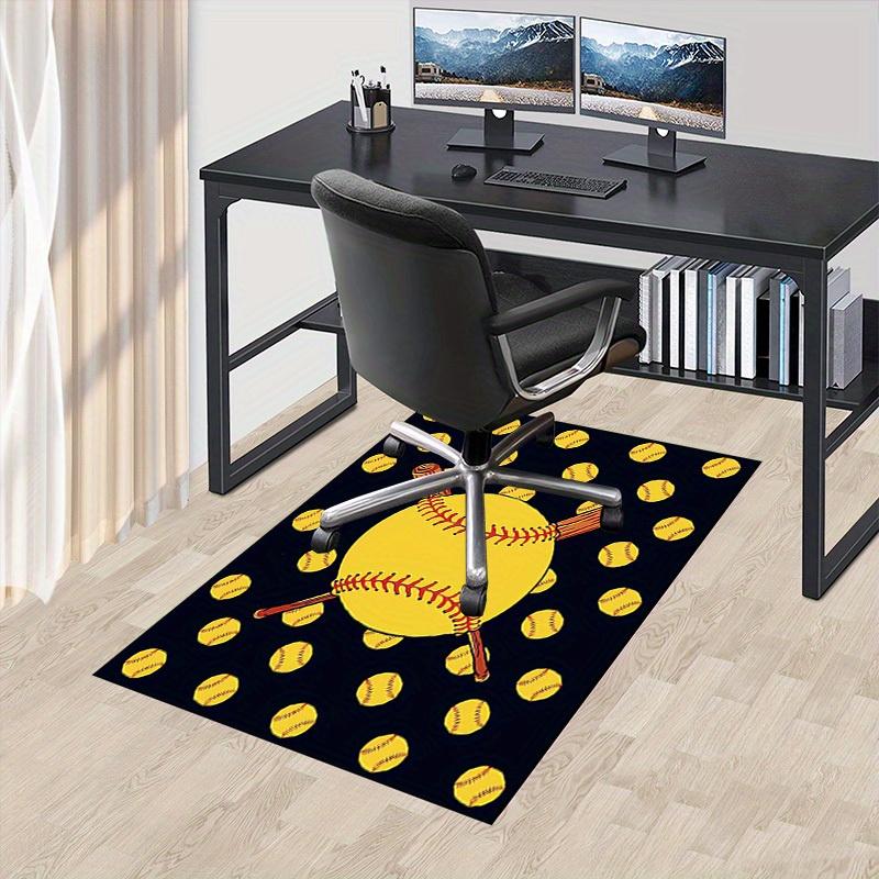 Office Carpet: Softball Theme Decorative Rug for Sofa Protection Under Chairs Sports Fanatic