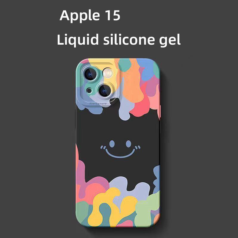 Kolorowa uśmiechnięta twarz odpowiednia dla Apple 15/14/13 minimalistyczne etui na iPhone 12pro odporne na upadki 7/8P