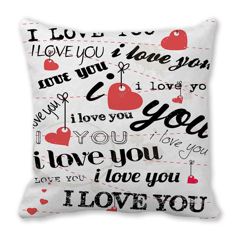 Home Decor Valentine Love Phrases Cushion Cover Decor Pattern Cushion Cover Suitable for Sofa Bedroom Car Pillow Cover