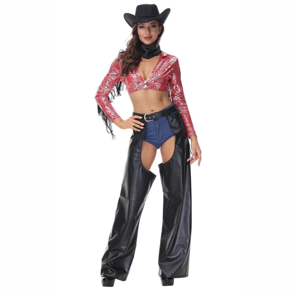 Decor Western Tassel Denim Cosplay Clothing For Halloween Themed Party Dress Up