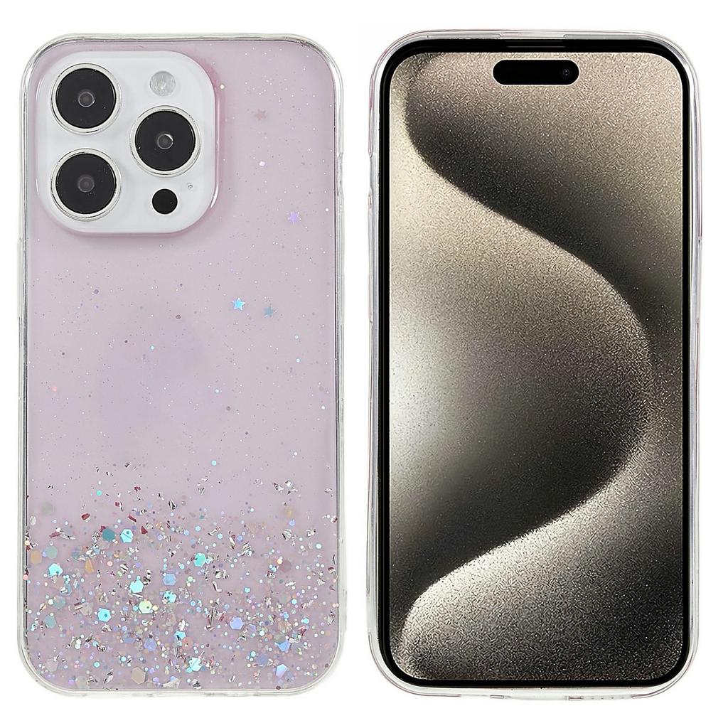 For iPhone 16 Pro Case Starry Sky Sparkle Epoxy Anti-Drop TPU Phone Cover