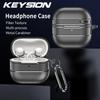 KEYSION Etui odporne na wstrząsy do Huawei FreeClip 2 Tekstura włókna węglowego TPU Silikonowy haczyk Pokrowiec na słuchawki Bluetooth dla Free Clip 2