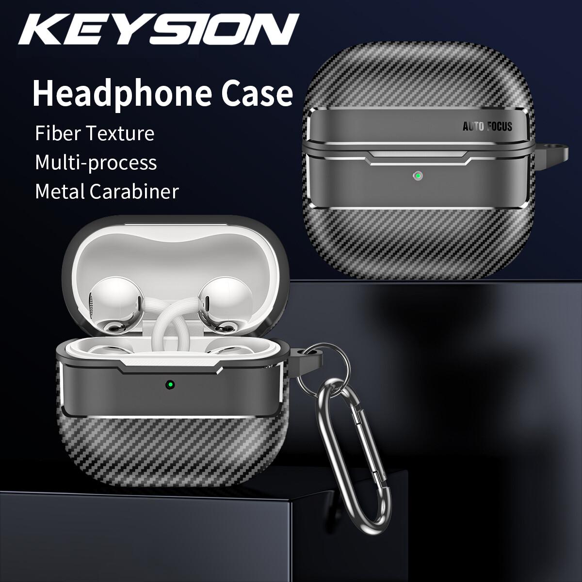 

KEYSION Shockproof Case for Huawei FreeClip 2 Carbon Fiber Texture TPU Silicone Hook Bluetooth Earphone Cover for Free Clip 2 for FreeClip 2 чорний