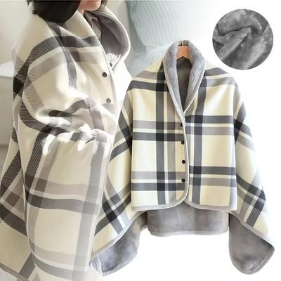 Wearable Blankets Shawl Blanket Flannel Lazy Casual Office Blanket Fall Winter Jacket Front Poncho Sweater Wrap Topper Blanket