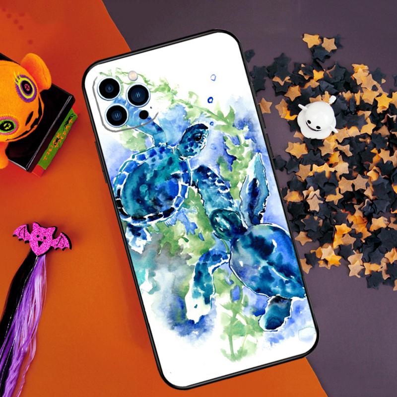 Cute Sea Turtle Bumper Case For iPhone 16 15 14 Pro Max 11 12 13 Pro Max Mini XR 16e 16 15 Plus Phone Cover
