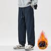 Pure Cotton Casual Pants Men's Loose Straight Autumn and Winter New Velvet Thickened American Trendy Brand Outdoor Tooling Trousers