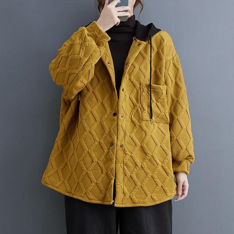 Loose Big Size Plus Size Long Sleeve Button Autumn Winter Casual Hoodies Jackets Coat