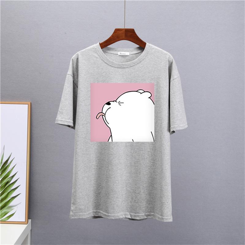 Shellsuning Summer Cute Printed Cotton T Shirt Women Loose Short Sleeve Trend Tees Female Casual Streetwear All-match Basic Tops