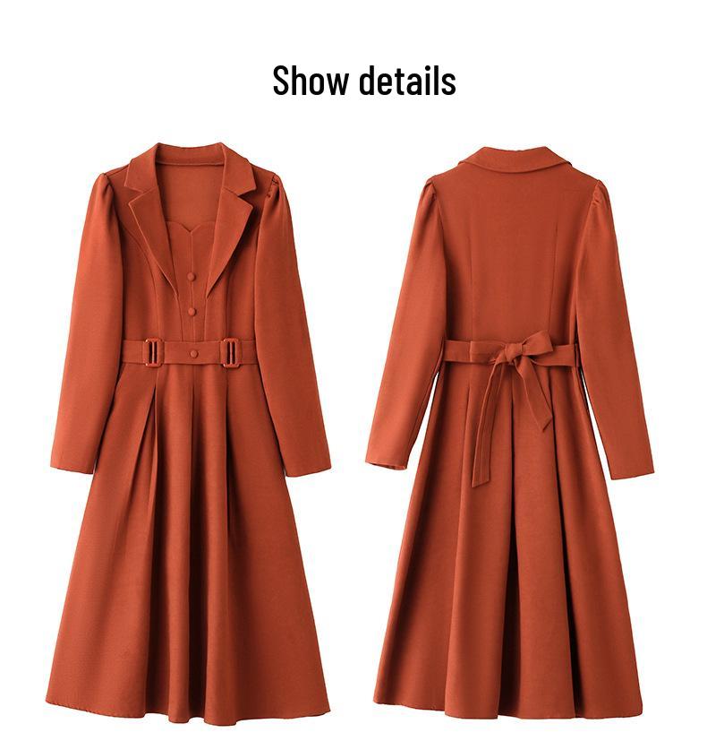 2024 Autumn Women's Korean Slim Fit A-line Dress with Tie - SW1857