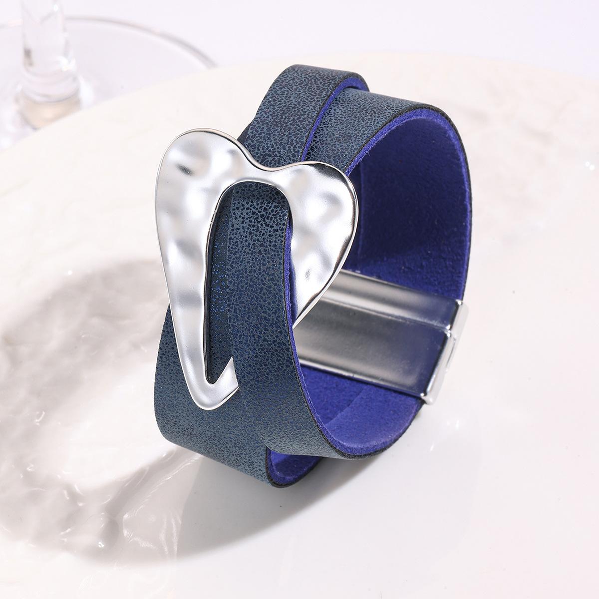 

Кожаный браслет в форме сердца с магнитными пряжками, женские аксессуары для вечеринок синий